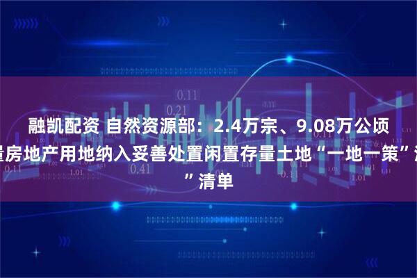 融凯配资 自然资源部：2.4万宗、9.08万公顷存量房地产用地纳入妥善处置闲置存量土地“一地一策”清单